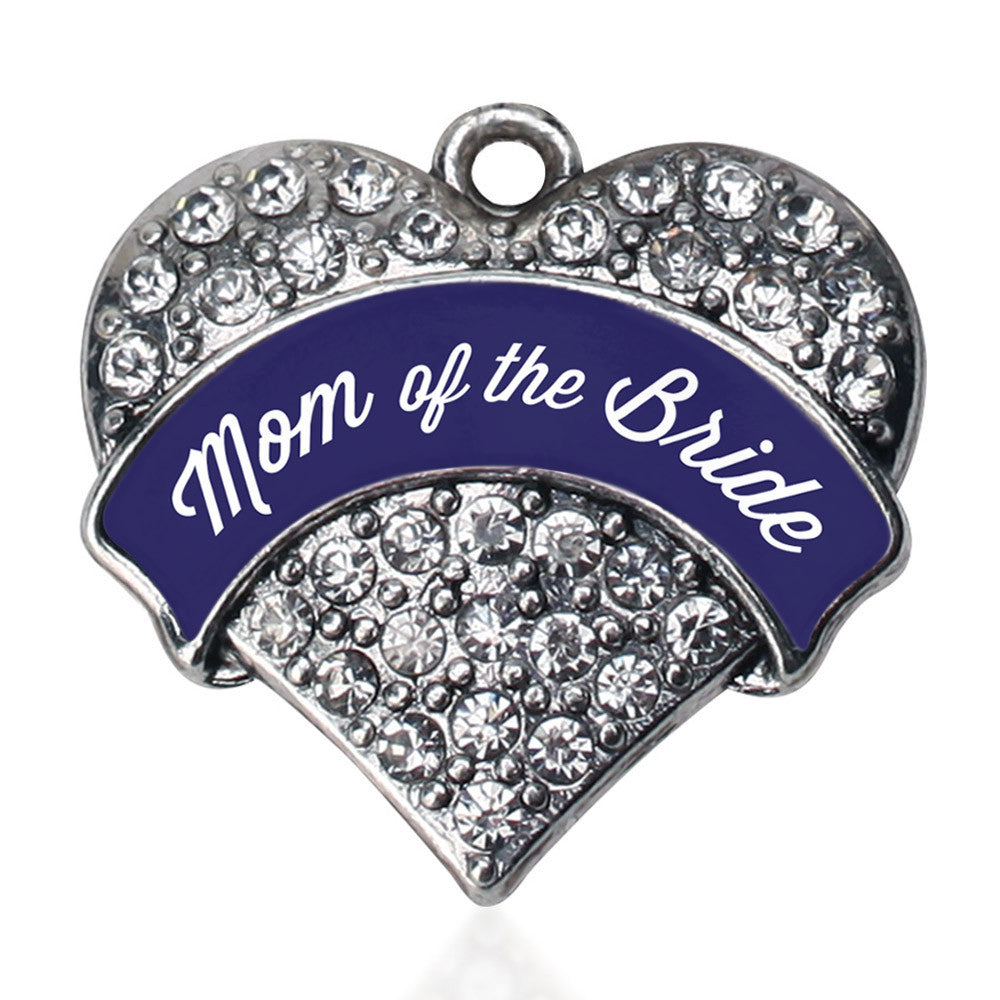 Navy Blue Mom of the Bride  Pave Heart Charm