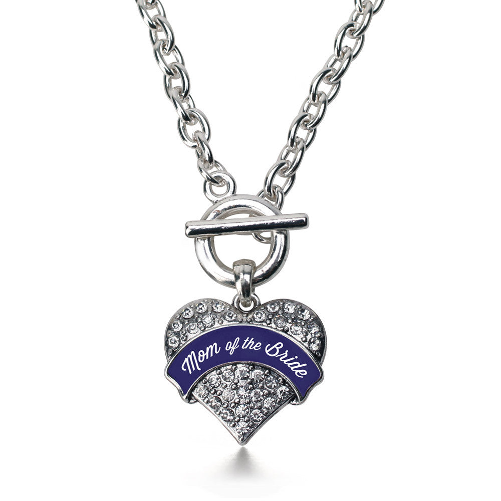 Navy Blue Mom of the Bride  Pave Heart Charm