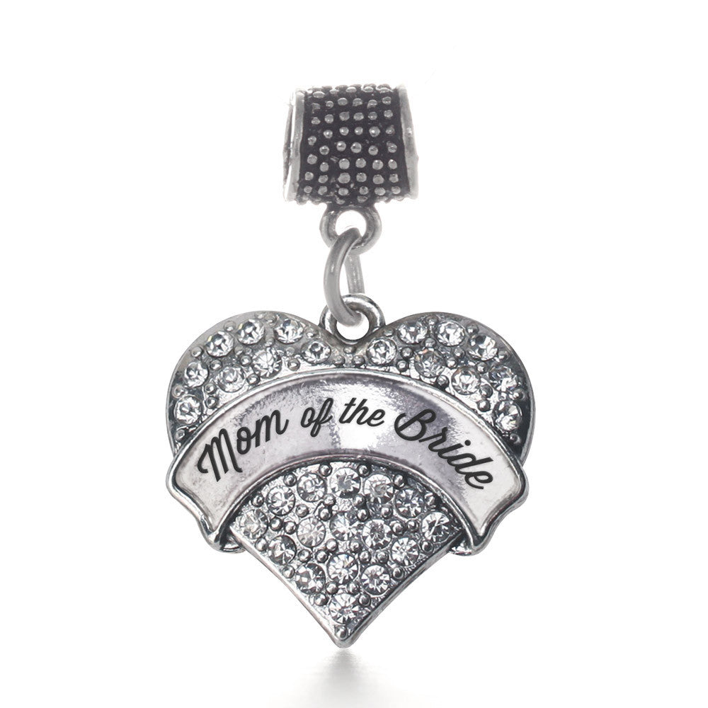 Silver Mom of the Bride Pave Heart Charm