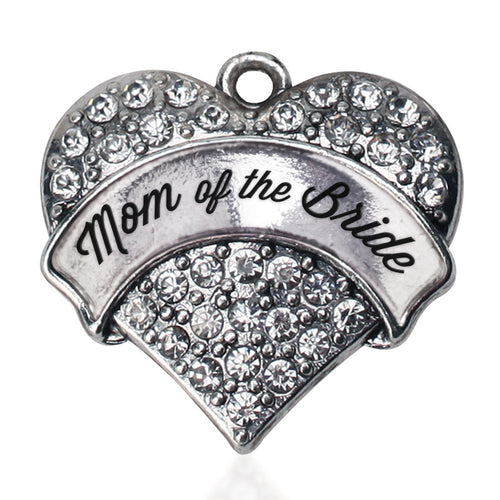 Silver Mom of the Bride Pave Heart Charm
