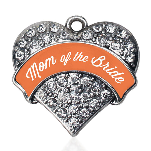 Orange Mom of the Bride  Pave Heart Charm