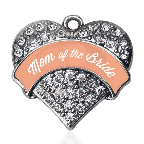 Peach Mom of the Bride Pave Heart Charm