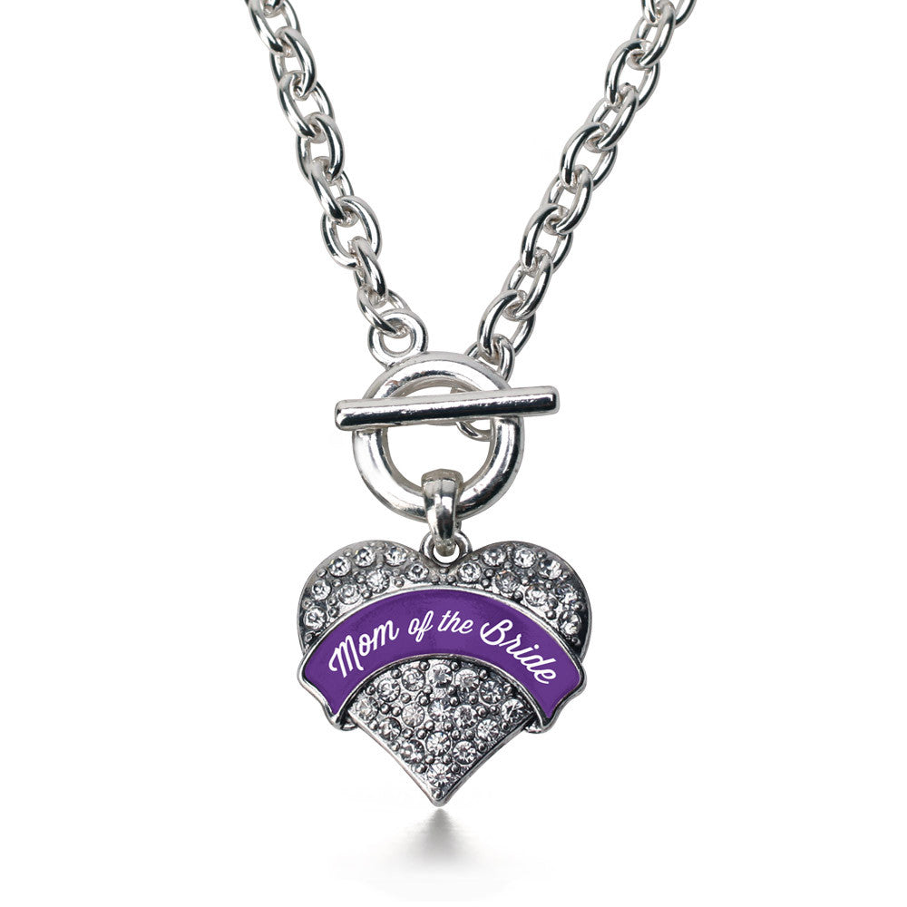 Purple Mom of the Bride Pave Heart Charm