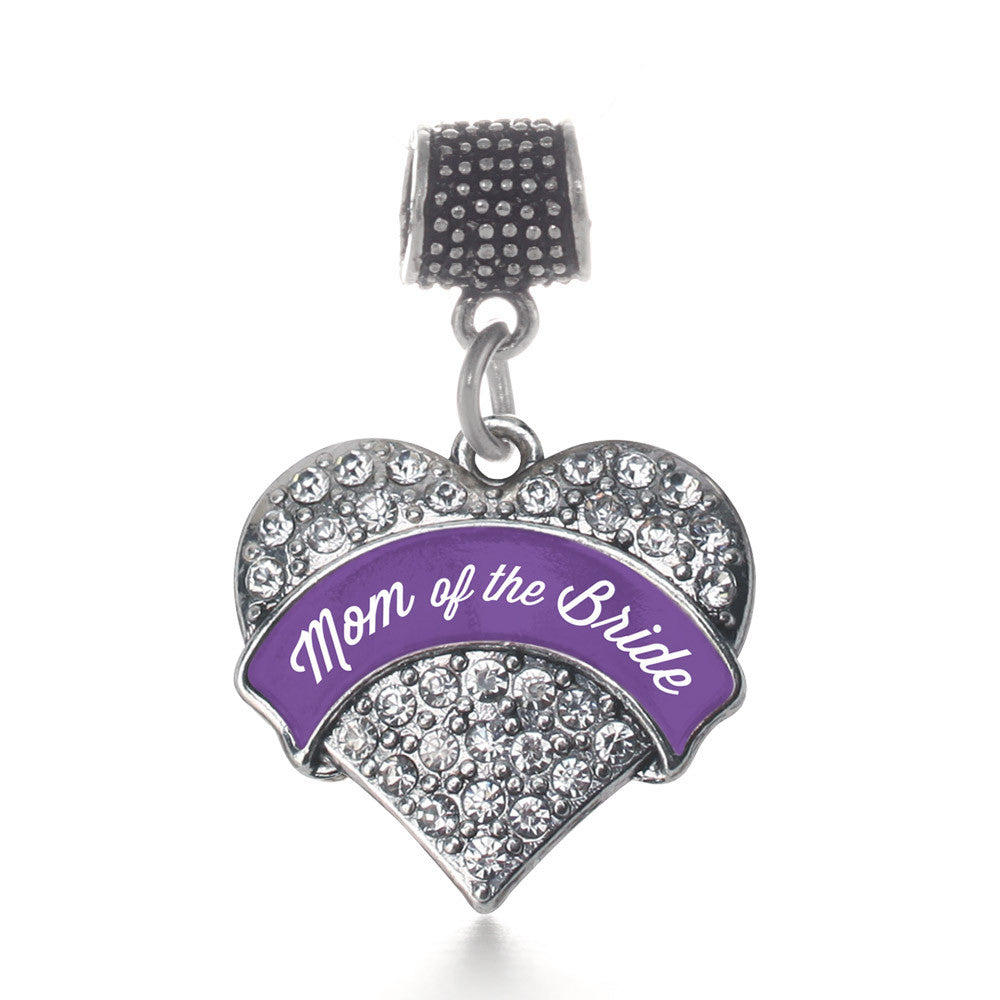 Purple Mom of the Bride Pave Heart Charm