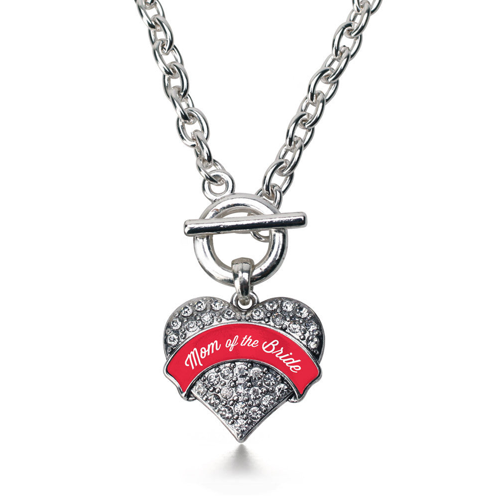 Red Mom of the Bride Pave Heart Charm