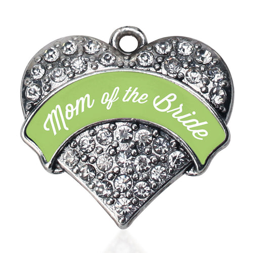 Sage Green Mom of the Bride Pave Heart Charm