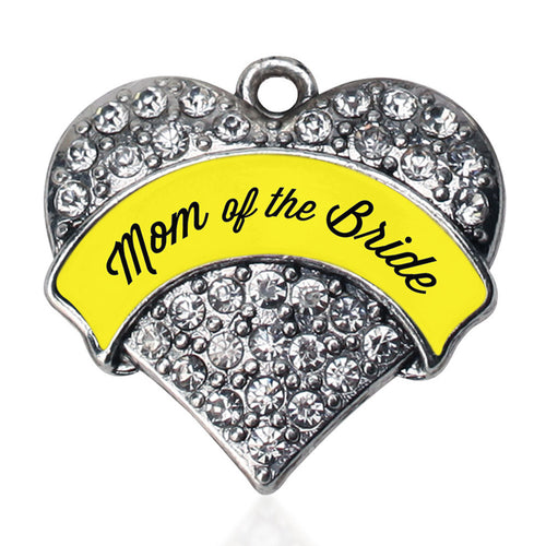 Yellow Mom of the Bride  Pave Heart Charm