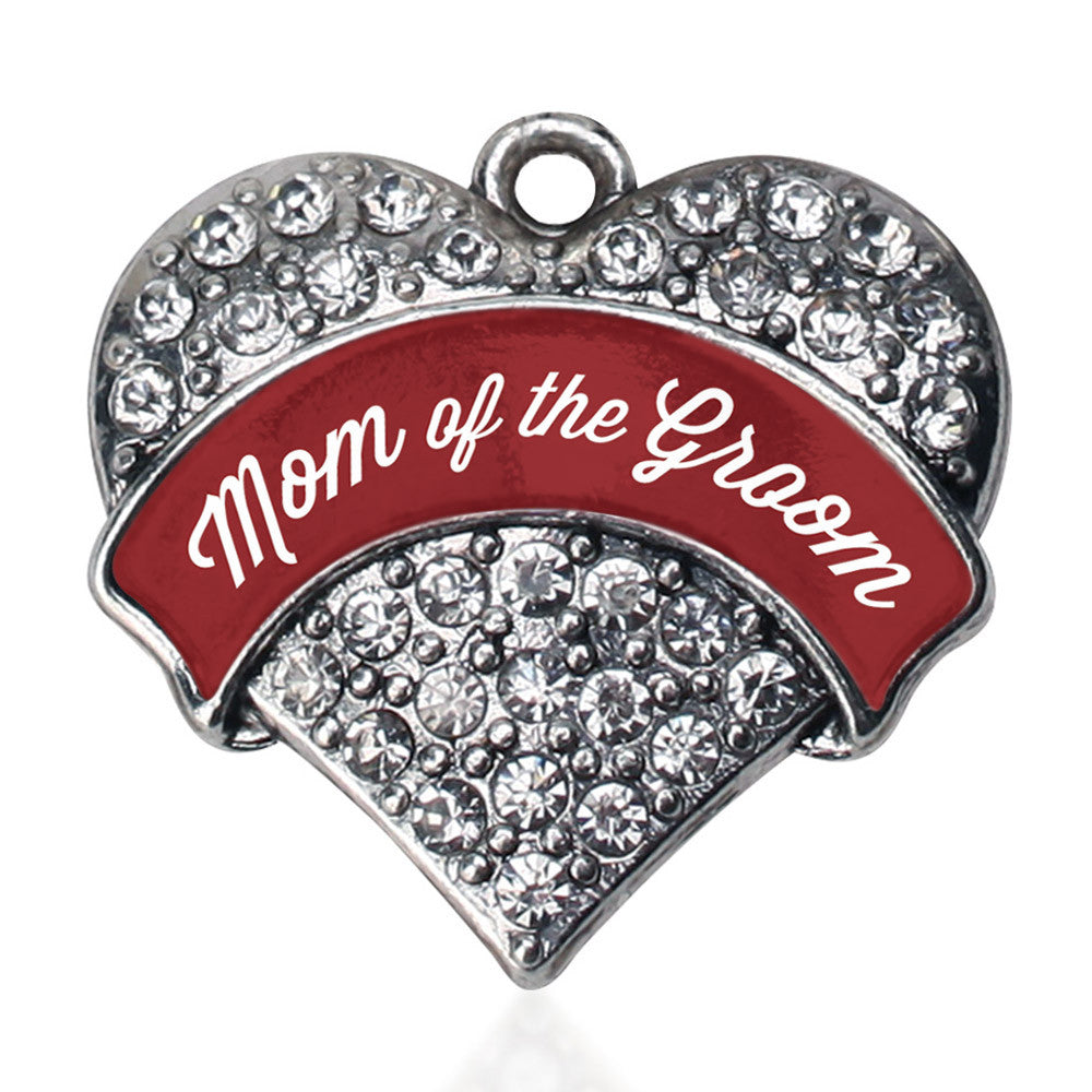 Crimson Red Mom of the Groom Pave Heart Charm