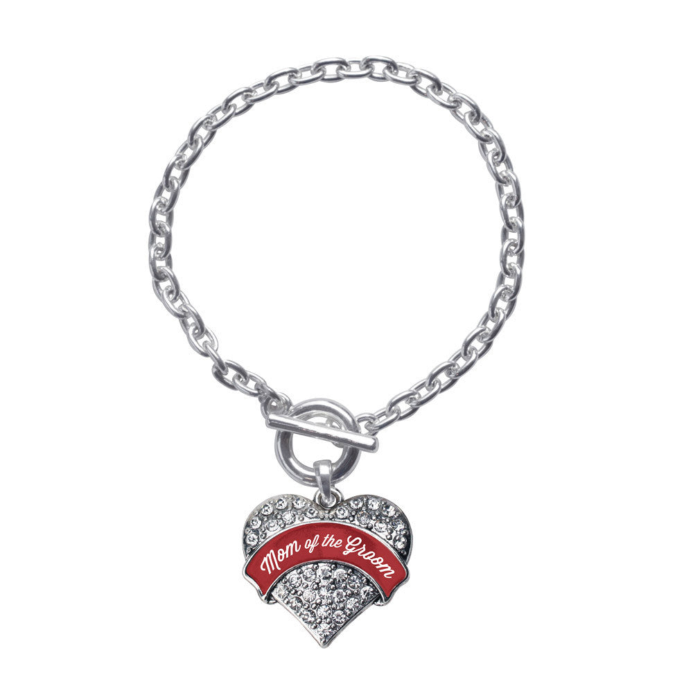 Crimson Red Mom of the Groom Pave Heart Charm