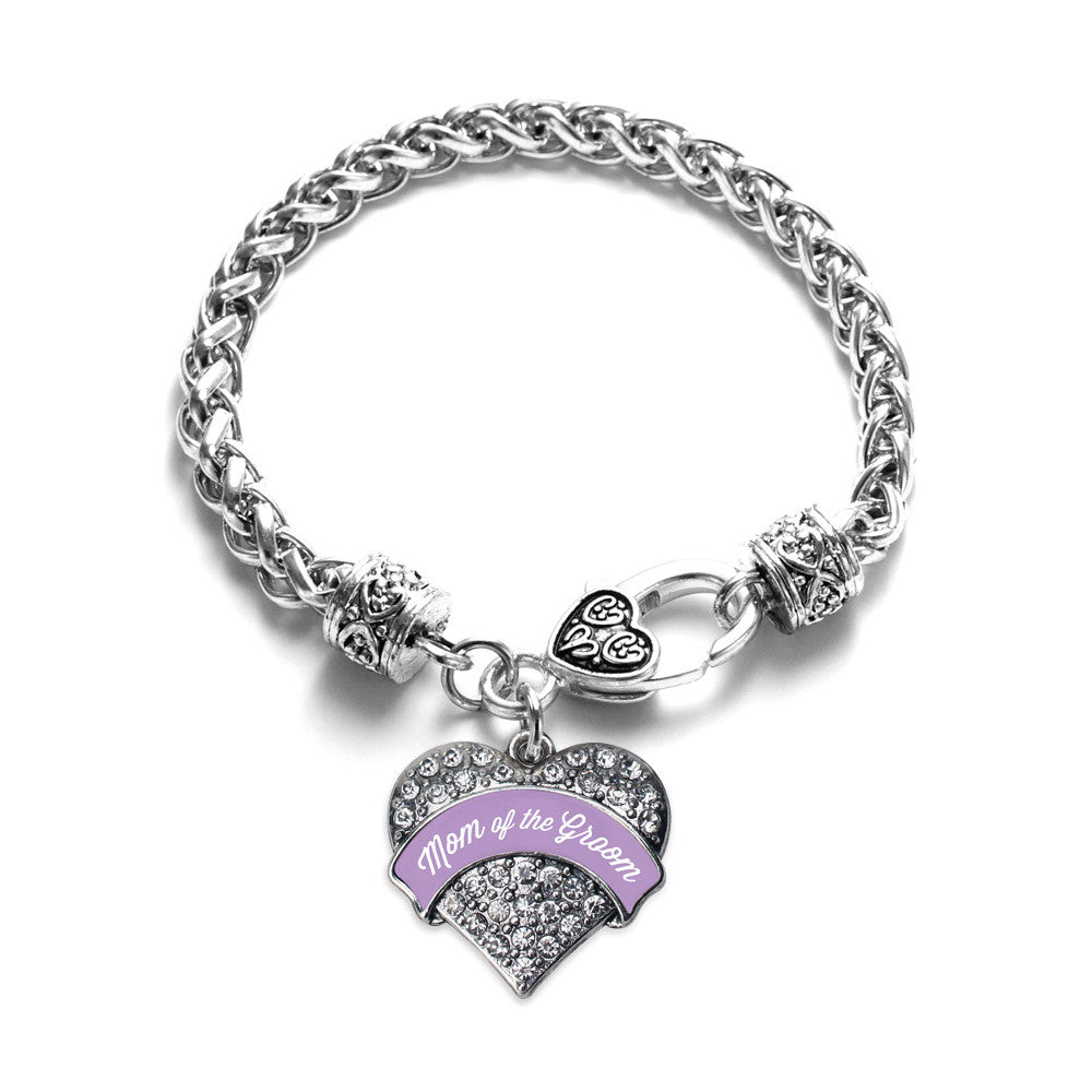 Lavender Mom of the Groom Pave Heart Charm