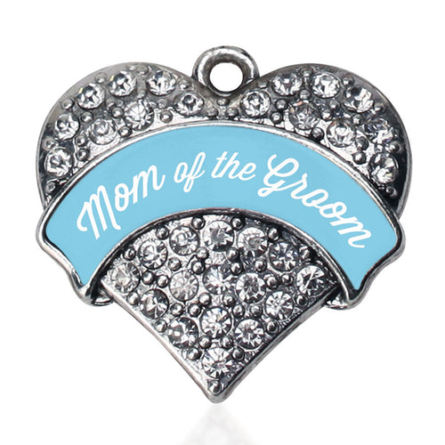 Light Blue Mom of the Groom Pave Heart Charm