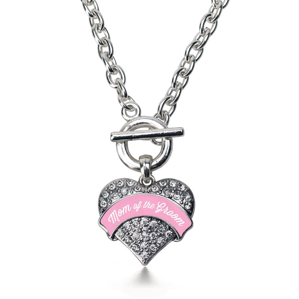 Light Pink Mom of the Groom Pave Heart Charm