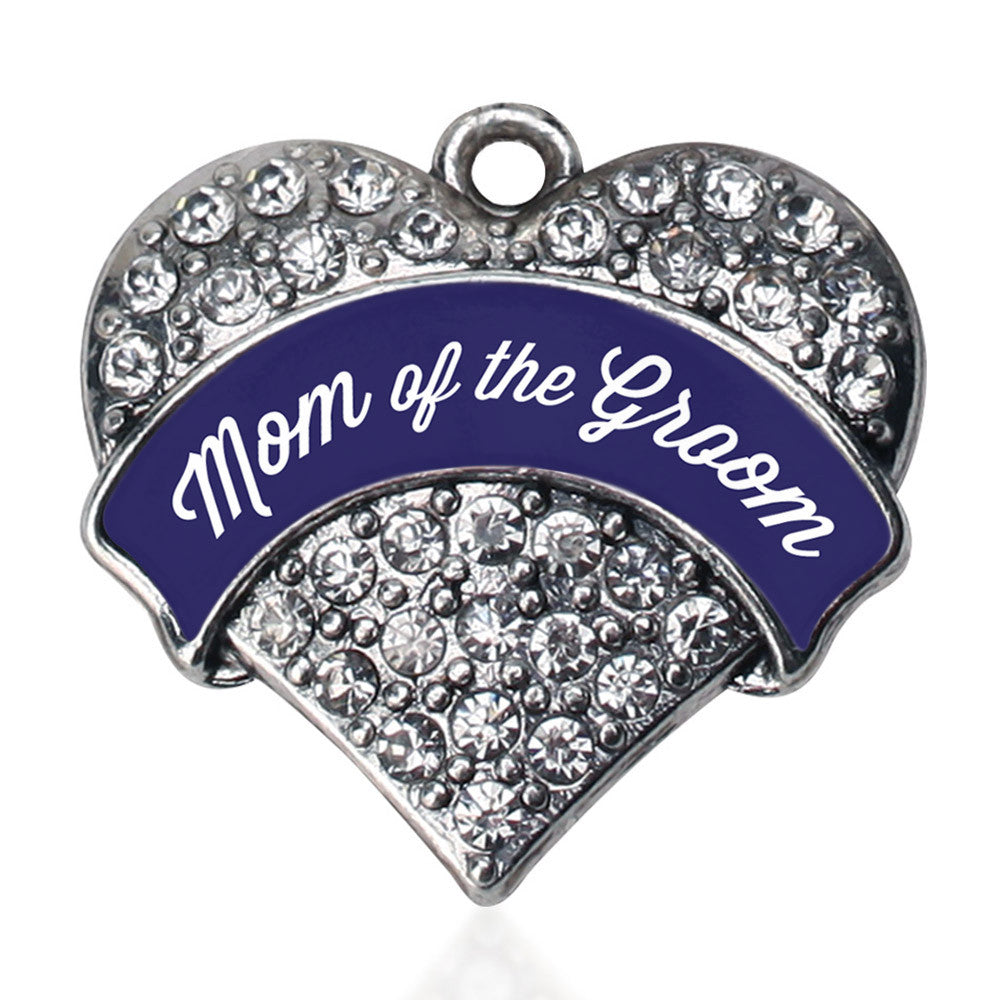 Navy Blue Mom of the Groom Pave Heart Charm