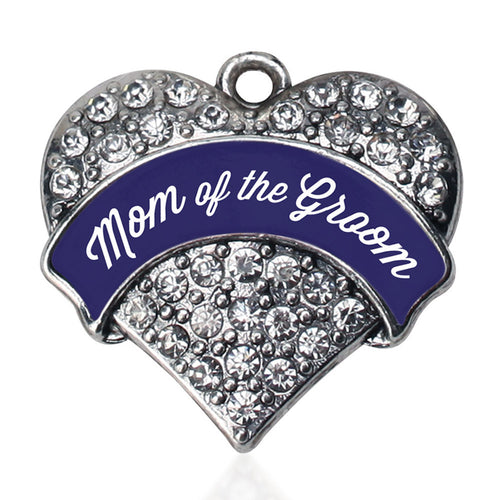 Navy Blue Mom of the Groom Pave Heart Charm