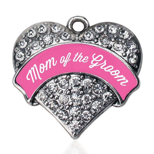 Pink Mom of the Groom Pave Heart Charm