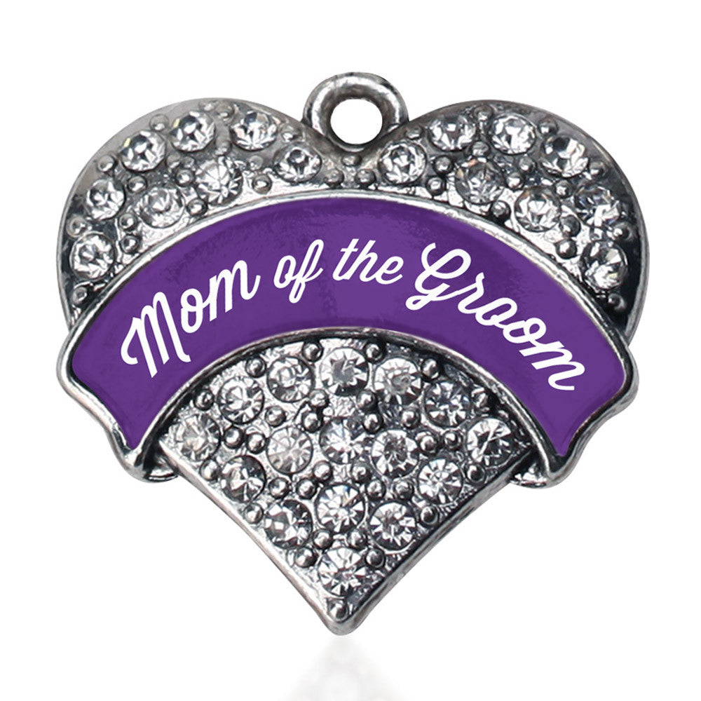 Purple Mom of the Groom Pave Heart Charm