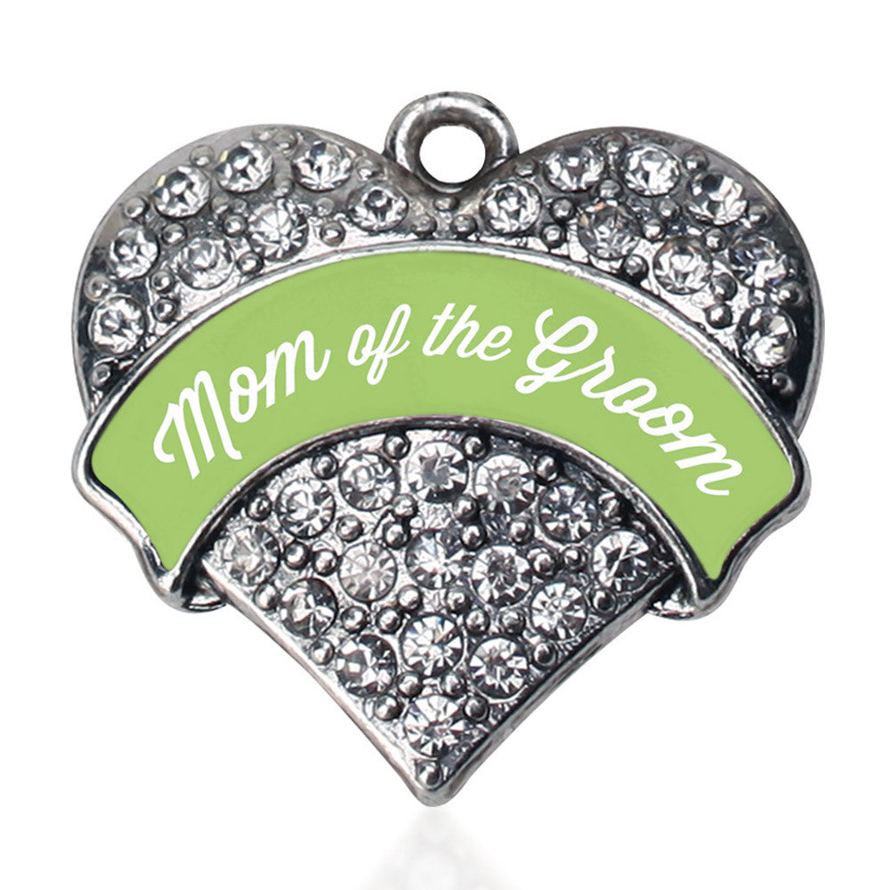 Sage Green Mom of the Groom  Pave Heart Charm