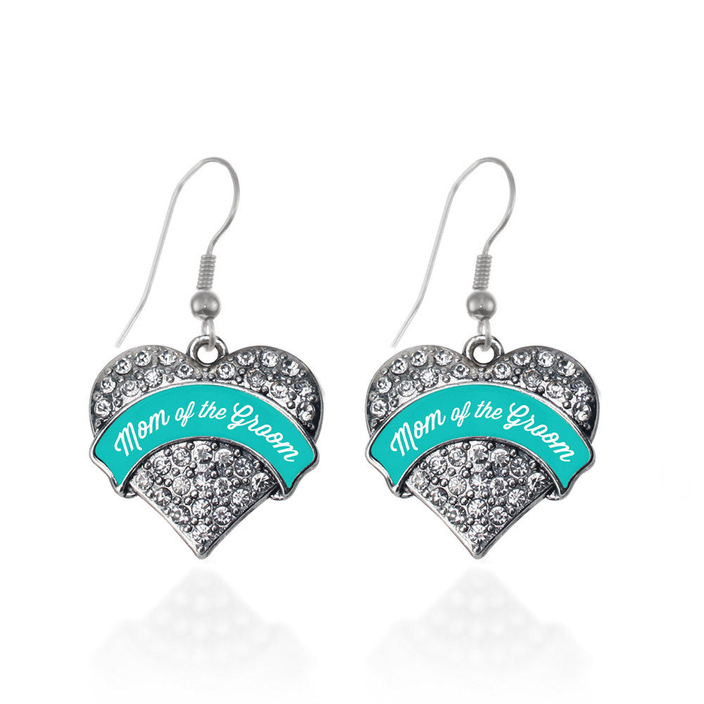 Teal Mom of the Groom  Pave Heart Charm
