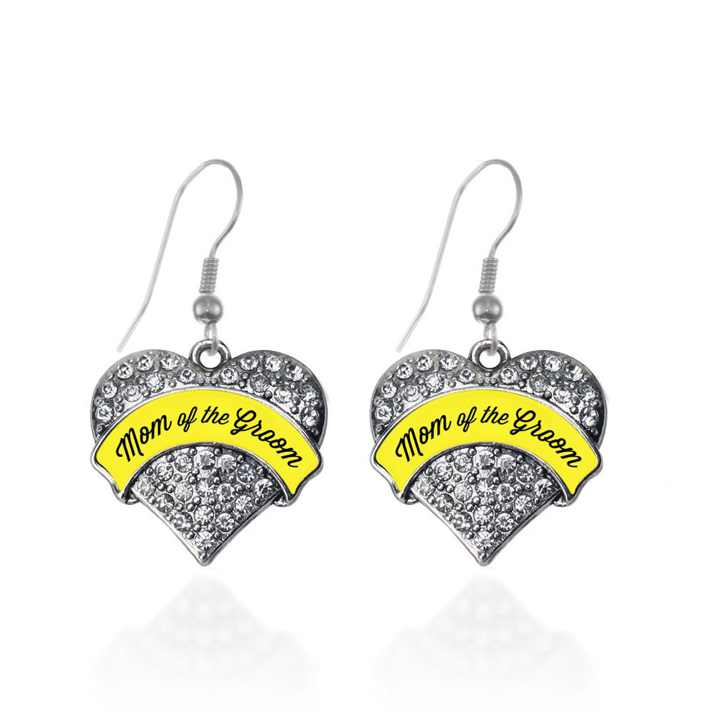 Yellow Mom of the Groom Pave Heart Charm