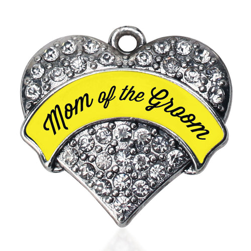 Yellow Mom of the Groom Pave Heart Charm