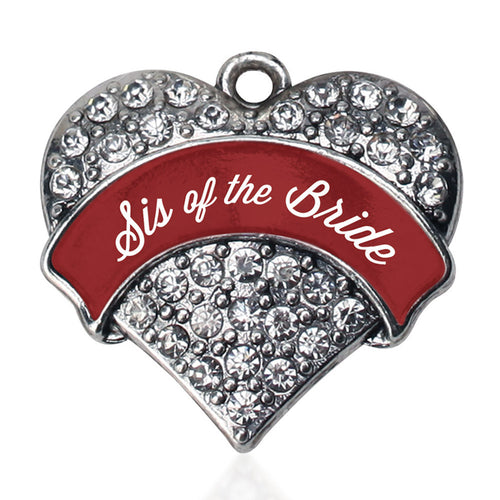 Crimson Red Sis of the Bride Pave Heart Charm
