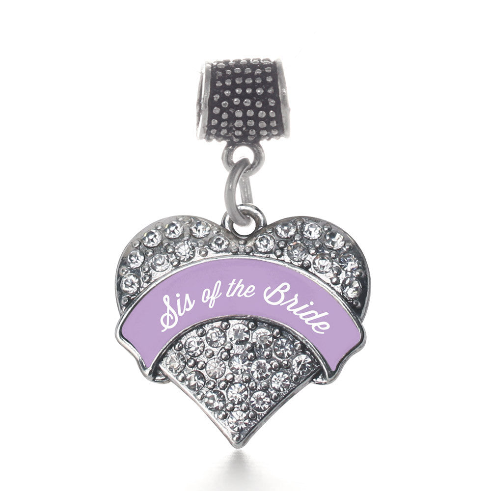 Lavender Sis of the Bride Pave Heart Charm
