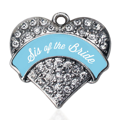 Light Blue Sis of the Bride Pave Heart Charm