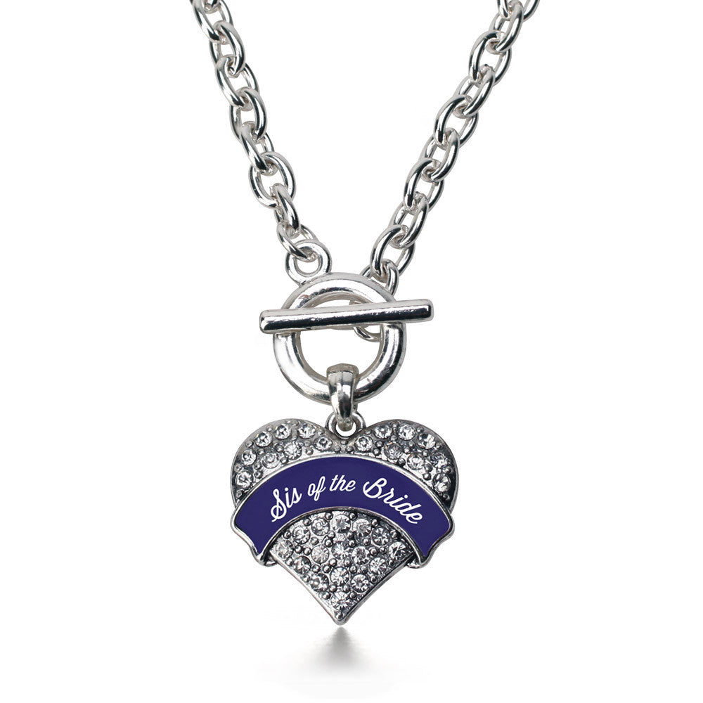 Navy Blue Sis of the Bride  Pave Heart Charm