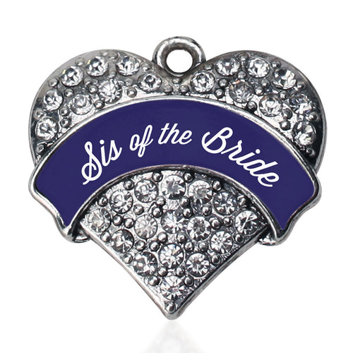 Navy Blue Sis of the Bride  Pave Heart Charm