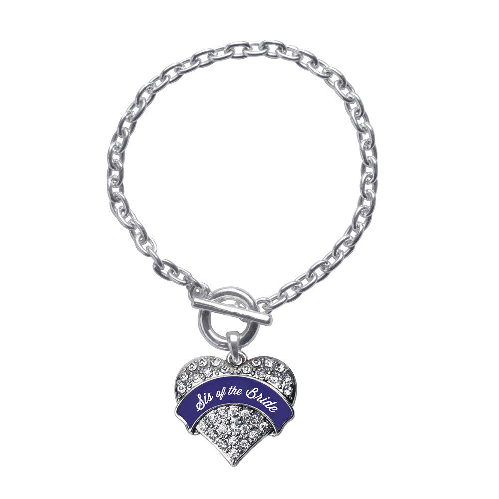 Navy Blue Sis of the Bride  Pave Heart Charm