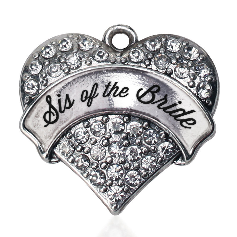 Silver Sis of the Bride Pave Heart Charm