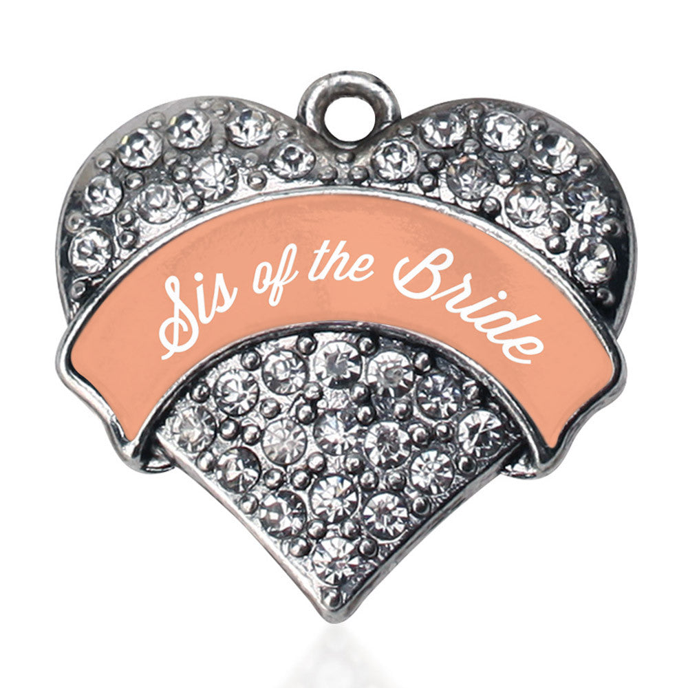 Peach Sis of the Bride  Pave Heart Charm