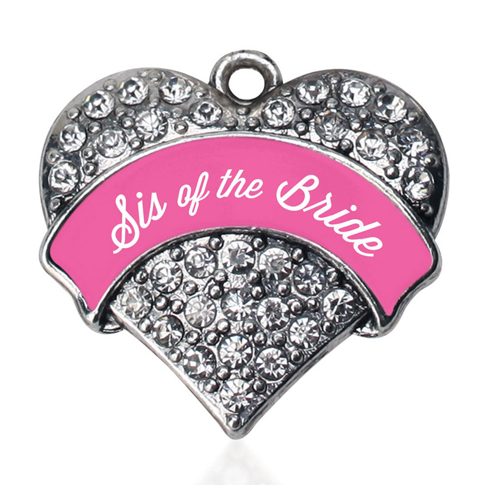 Pink Sis of the Bride Pave Heart Charm
