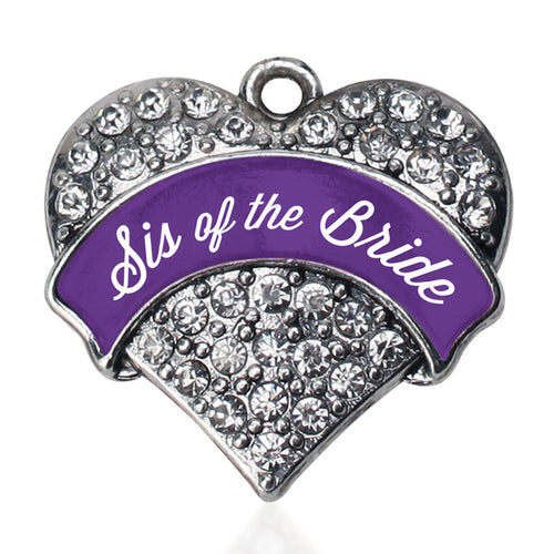 Purple Sis of the Bride Pave Heart Charm