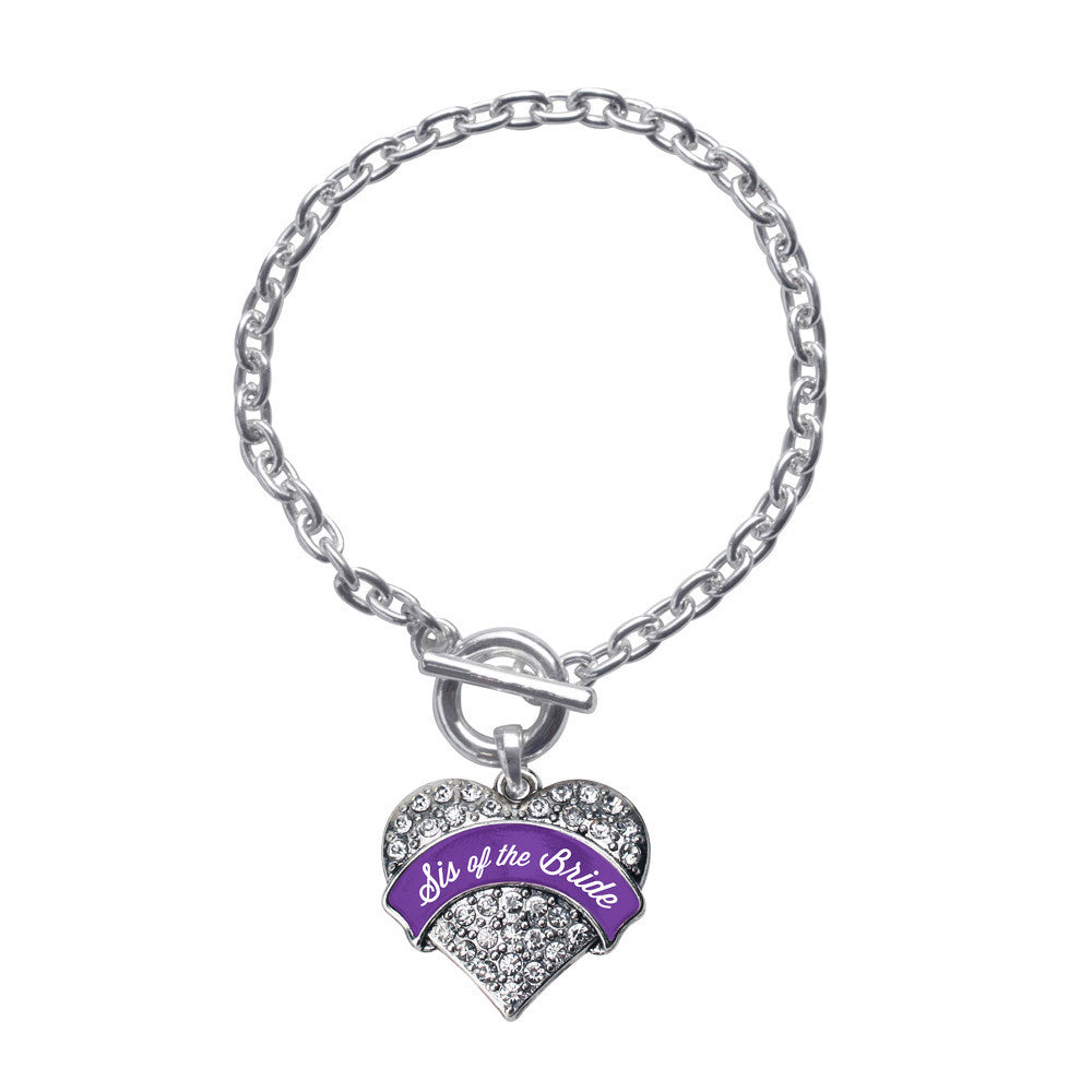 Purple Sis of the Bride Pave Heart Charm