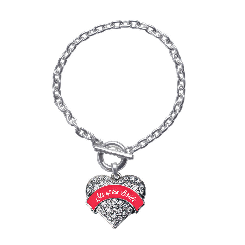 Red Sis of the Bride Pave Heart Charm