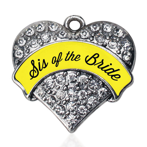 Yellow Sis of the Bride Pave Heart Charm