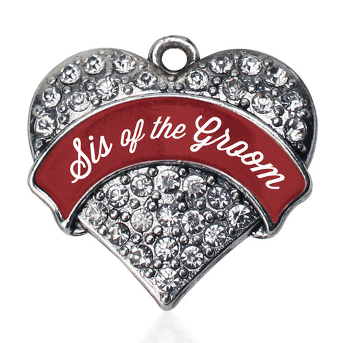 Crimson Red Sis of the Groom Pave Heart Charm