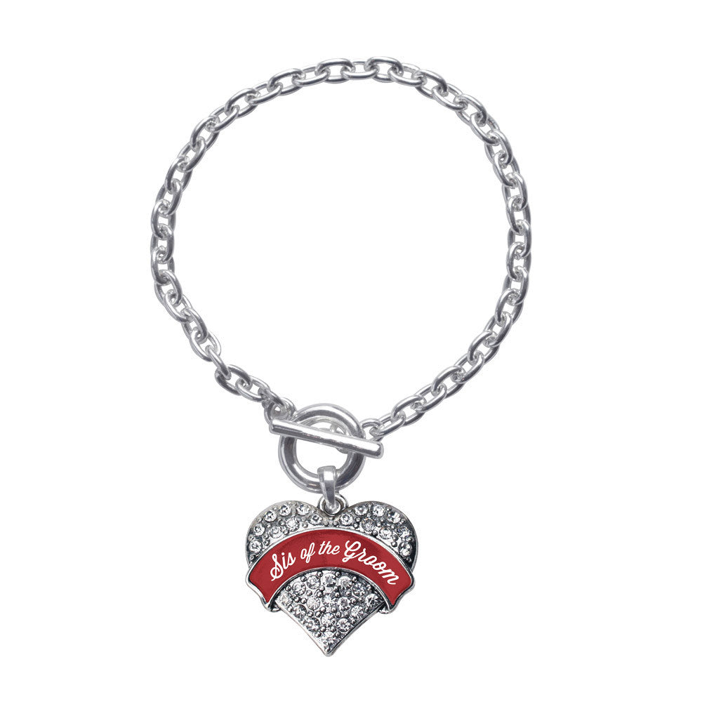 Crimson Red Sis of the Groom Pave Heart Charm