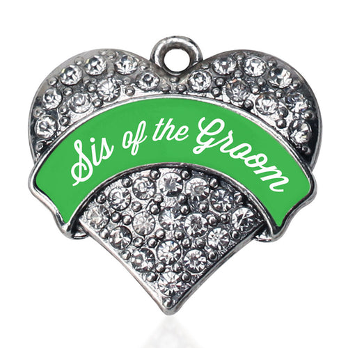 Emerald Green Sis of the Groom Pave Heart Charm