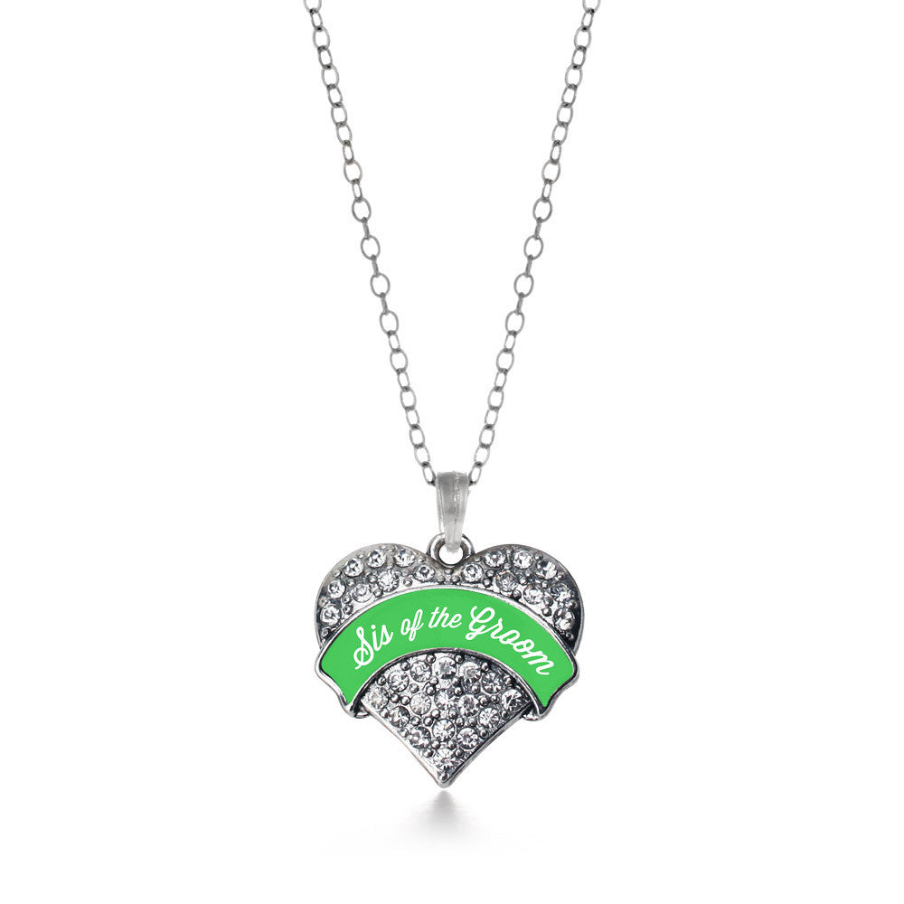 Emerald Green Sis of the Groom Pave Heart Charm