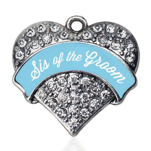 Light Blue Sis of the Groom Pave Heart Charm