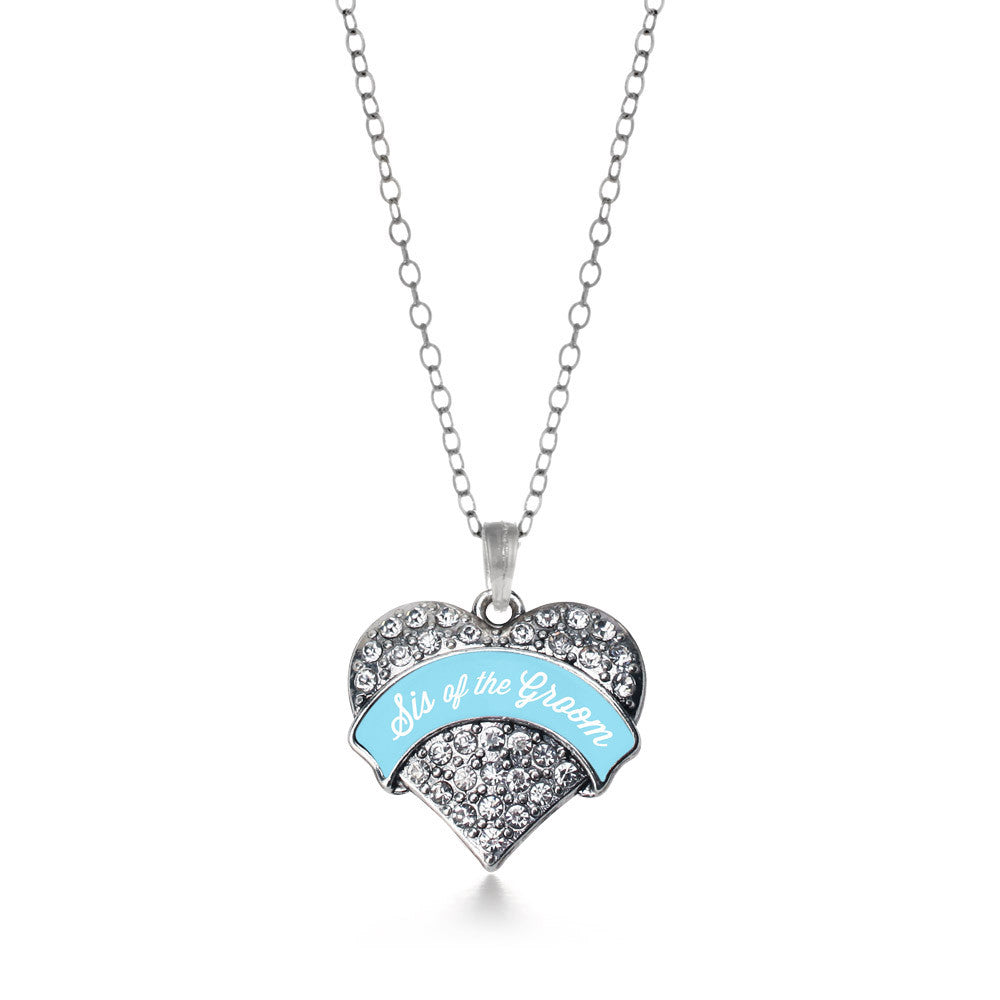 Light Blue Sis of the Groom Pave Heart Charm