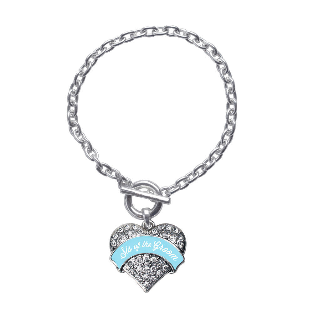 Light Blue Sis of the Groom Pave Heart Charm