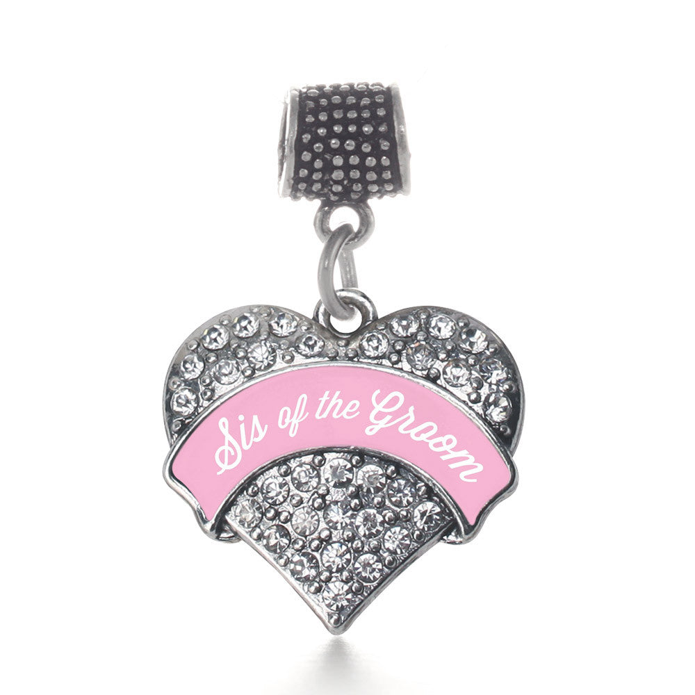 Light Pink Sis of the Groom Pave Heart Charm