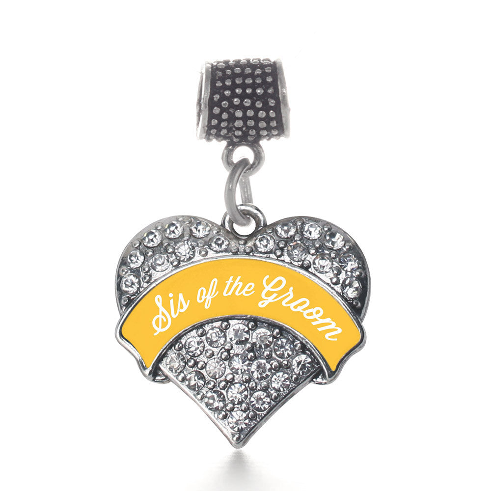 Marigold Sis of the Groom Pave Heart Charm