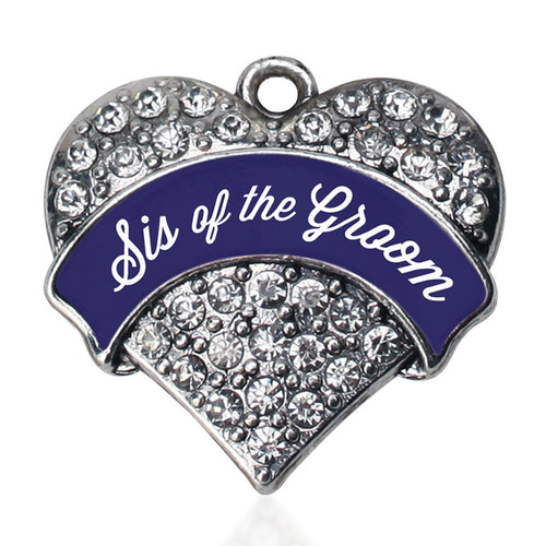 Navy Blue Sis of the Groom Pave Heart Charm