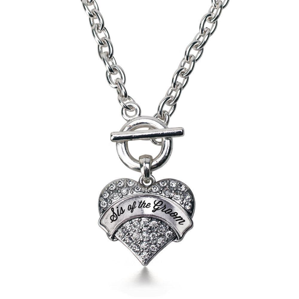 Silver Sis of the Groom Pave Heart Charm