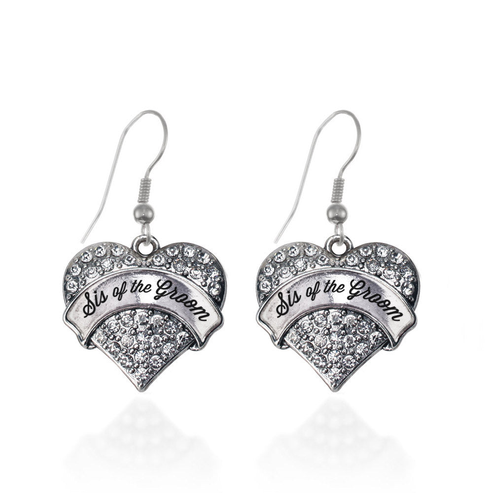 Silver Sis of the Groom Pave Heart Charm