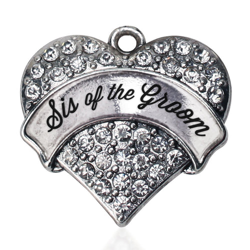 Silver Sis of the Groom Pave Heart Charm